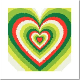 Pencil Strokes of Christmas Colored Heart Pattern Posters and Art